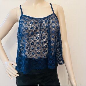 Victoria's Secret Blue Floral Lace Camisole